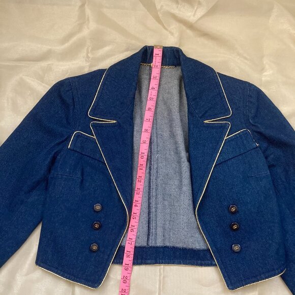 Blue Demin Blazer Pencil Skirt Suit - Picture 12 of 15